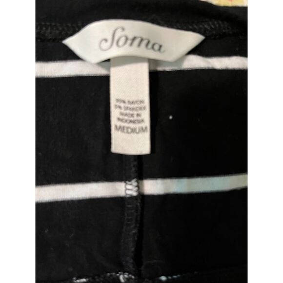 Soma M Oversized Black White Stripe Long Sleeve Tee Normcore Cozycore Soft Knit - Picture 2 of 3